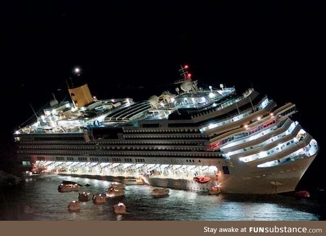 Lifeboats leave the Costa Concordia, 13 January 2012