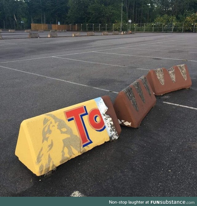 Someone painted the cement barriers into a giant Toblerone