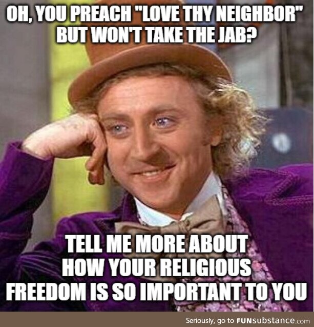 Anti-Vaxxers claiming Religious Exemptions can't see the irony in this