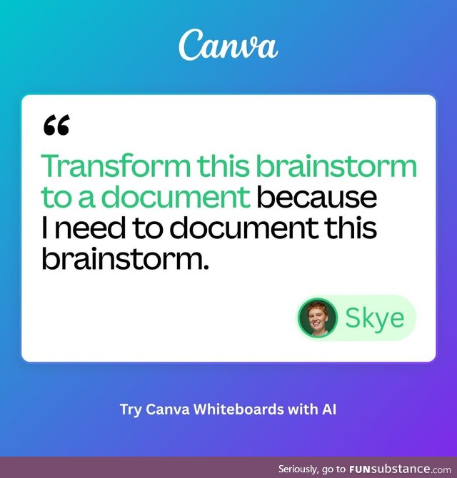 Canva Whiteboards can transform to a doc, in a click