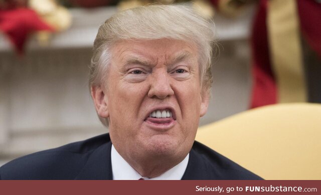 Donald trump making angry bird face (2018)