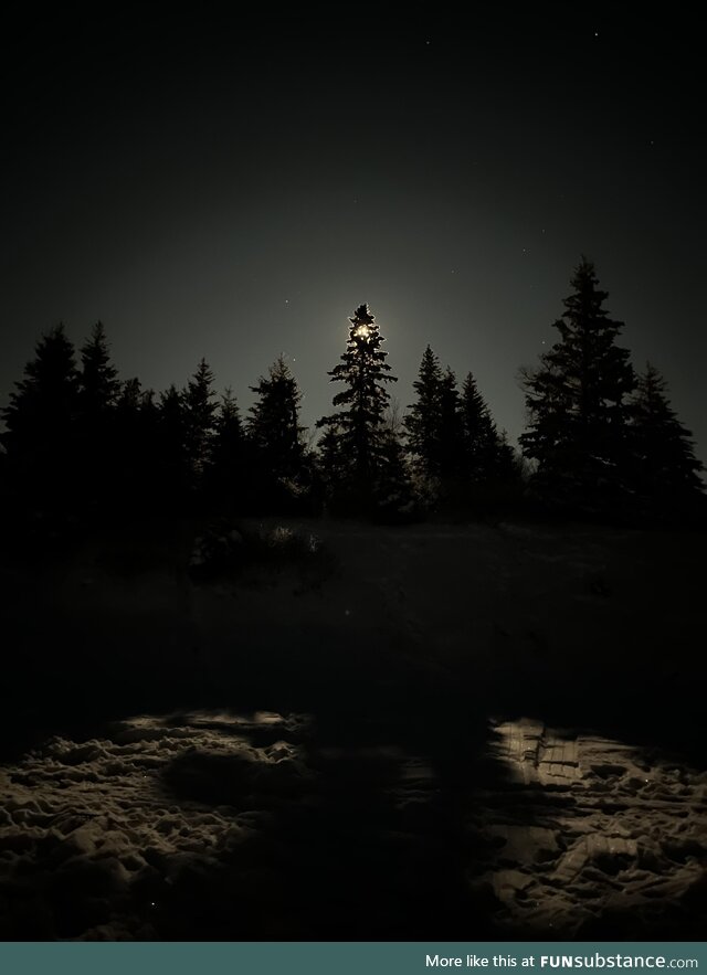 The Wolf Moon on a crisp Canadian night