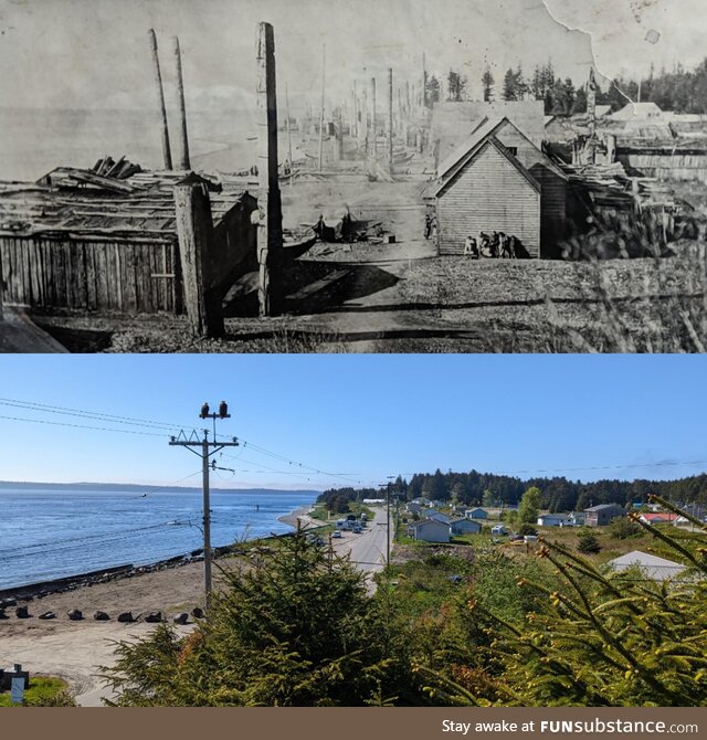 Old Masset Haida Gwaii, BC. 1878 and yesterday May 20, 2022. [OC] historic photo by G.M