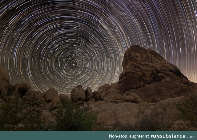 Star trails in Joshua Tree National Park (OC) 2.5 Hours