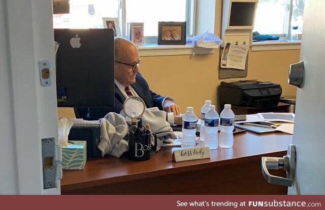 1 year ago today: Rudy prepares in the owner's office at Four Seasons Total Landscaping