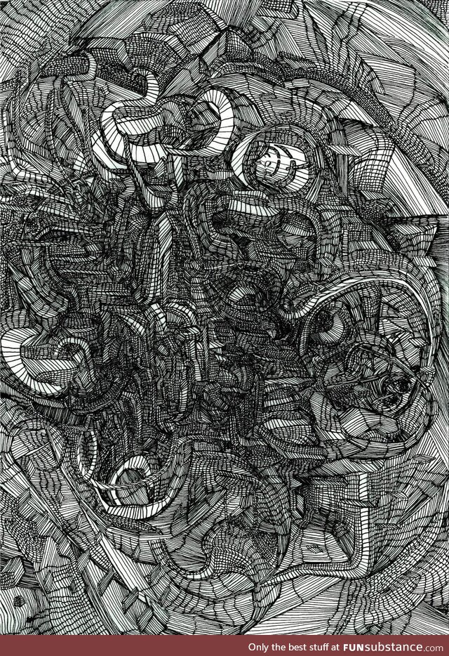 Castled-Ink on paper -34” x 18”