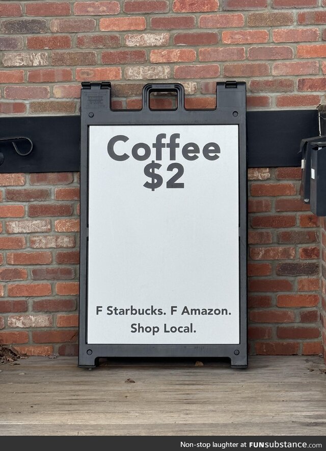 Sign outside a small bookstore in New Jersey