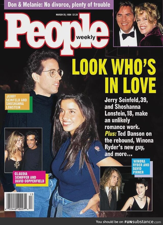 People's magazine cover 1994 featuring 39 year old Jerry Seinfeld with his 18 year old