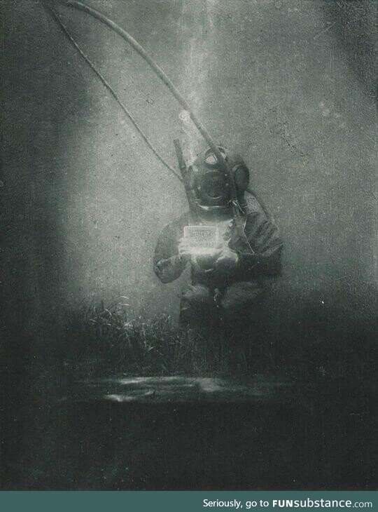 First underwater photo of a man