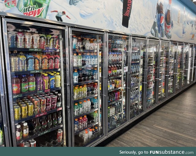Beverage cooler at gas station in the USA (oc)