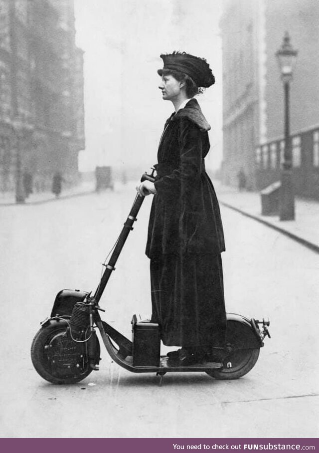 Think you're living in the future with your elscooter? Lady Florence Norman scooting to