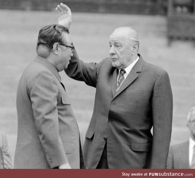 Rare photo of Kim Il-sung's baseball sized tumor on his neck, 1984