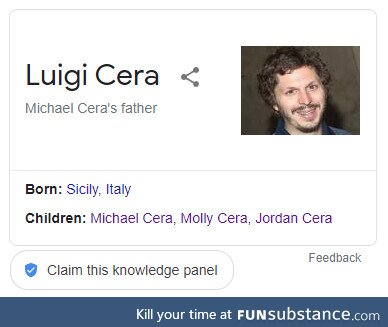 The picture used for Michael Cera's father's knowledge panel by google is just a picture