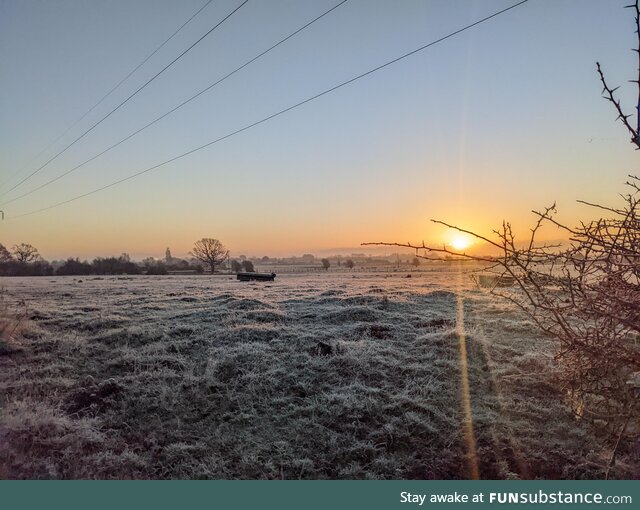 Winter morning arrives in Kent, UK