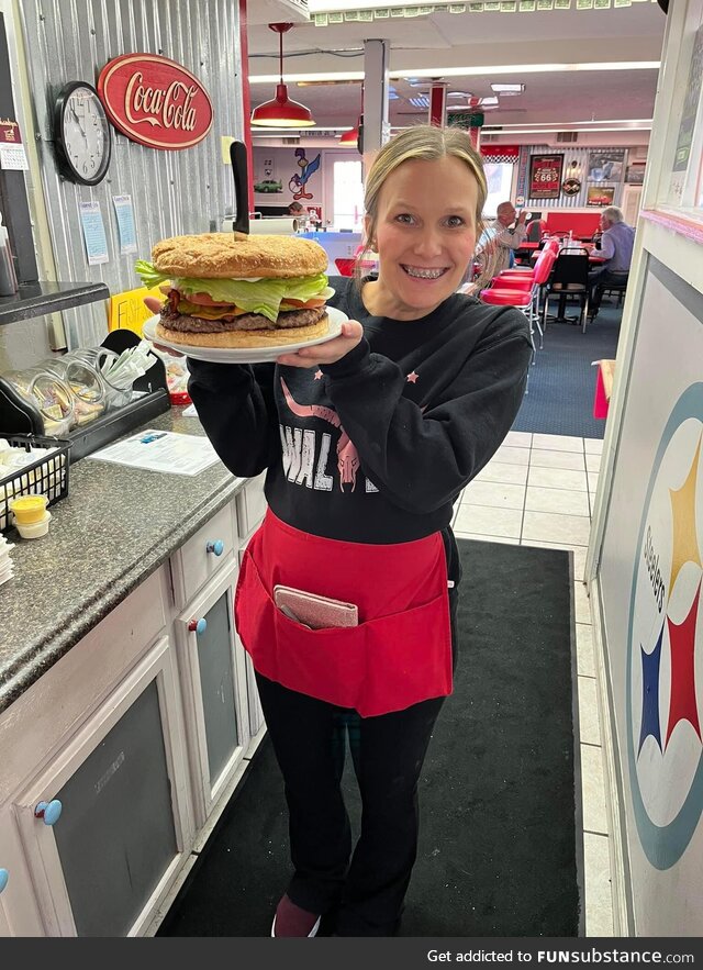 The “Tow Truck” burger at the Algood Diner near Cookeville, TN