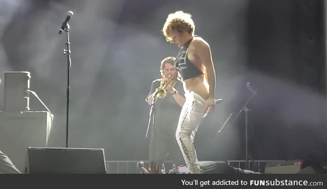 Sophia Urista (Brass Against) peed on the face of a fan during their set at Welcome to