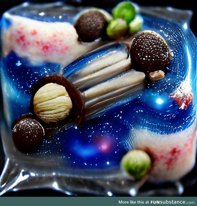 Candies mixed with cosmos. Ai generated