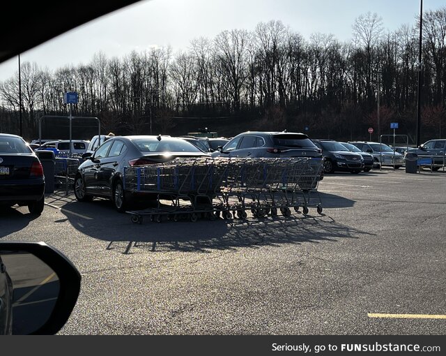 Person parked in the Cart coral at Walmart and the cart collector personally didn’t let