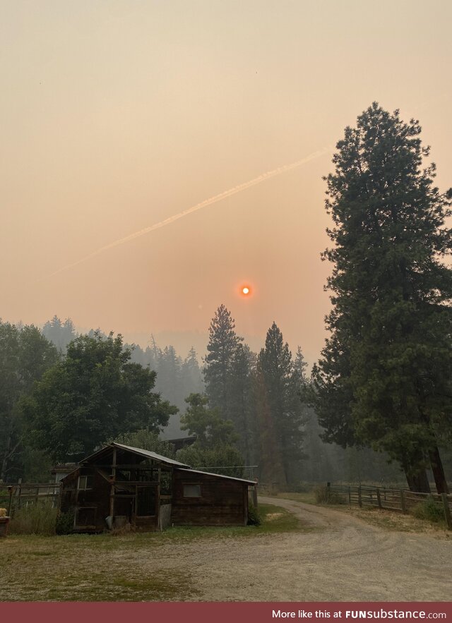 Smoky contrail near dusk