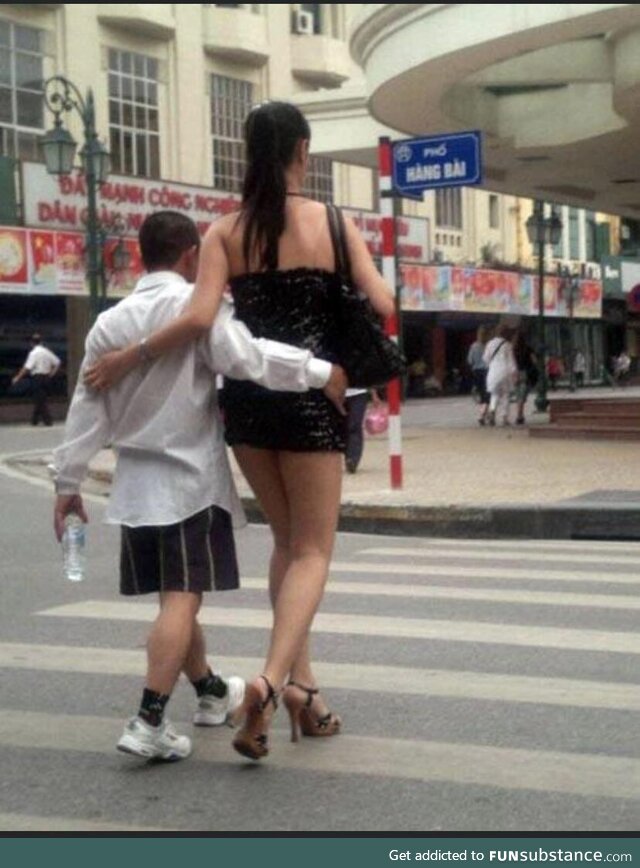 A happy man and his girlfriend