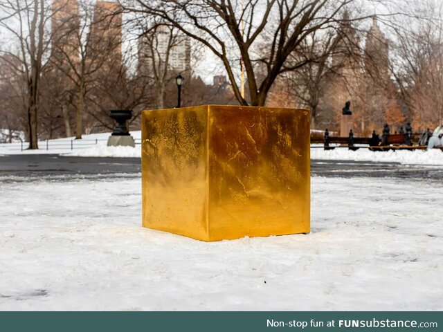 A pure gold cube worth $11.7M is sitting in Central Park