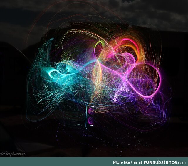 Another long exposure shot of my friend dancing with an LED light whip