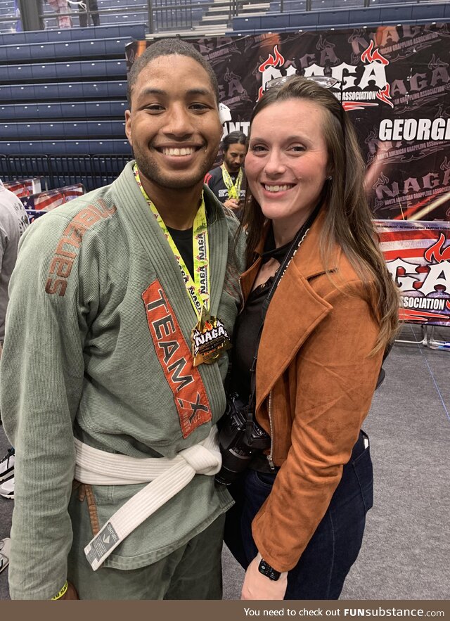 My hubby won gold at NAGA today. Felt like bragging on him. First BJJ gold and WITH a