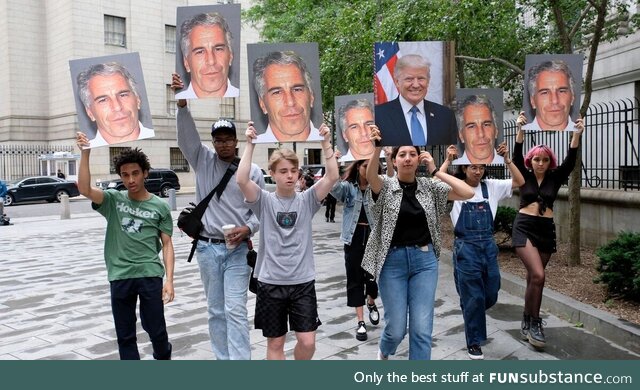 Protestors demanding answers about what Trump and his best friend Epstein would do to