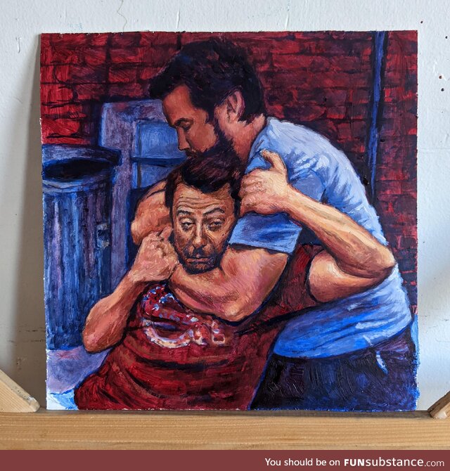 "Go to sleep" oil painting on panel