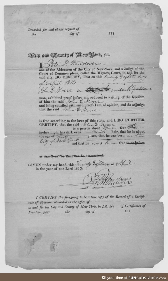 The most important piece of identification for a Black man in the 1800s: Proof that you