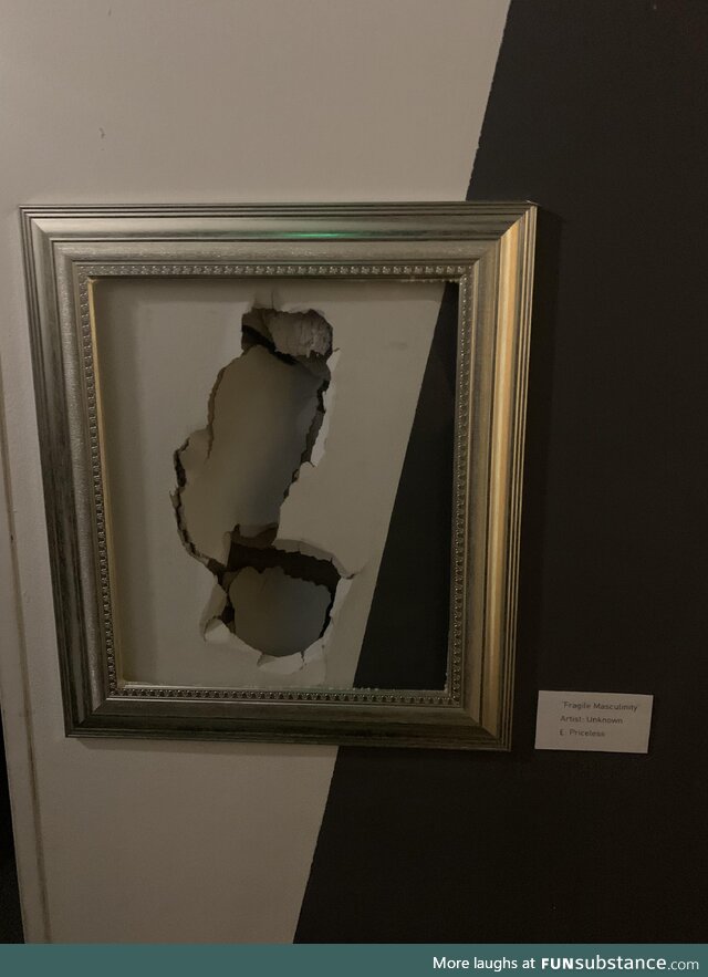 Placard reads: ‘Fragile Masculinity’, Artist Unknown, £: Priceless