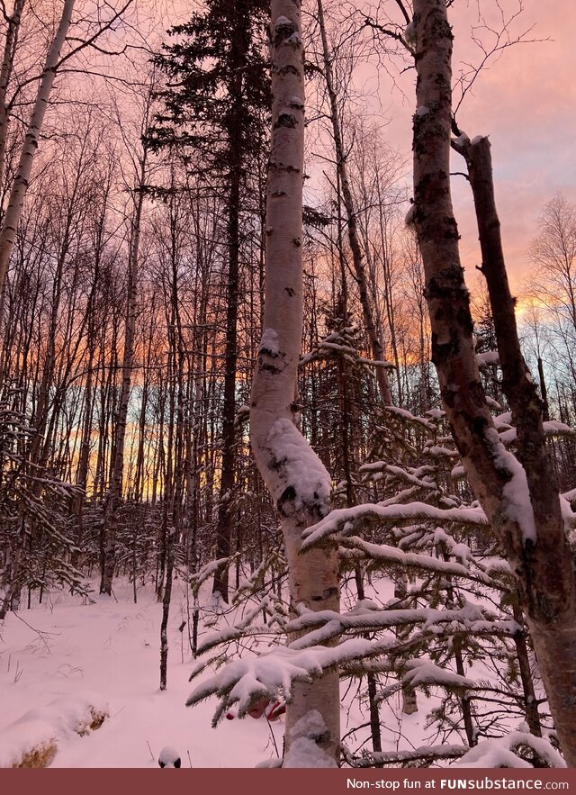 Beautiful early afternoon sunset in Wasilla Alaska