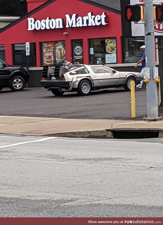 Imagine inventing a time machine just to go to Boston Market