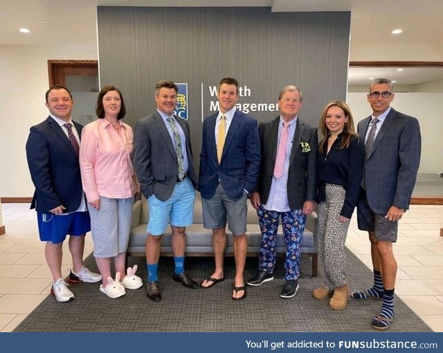 The company asked them to come to work with clothes they used to wear on their zoom