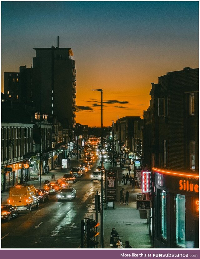 This sunset in London, England. On Portra film through a Leica M3