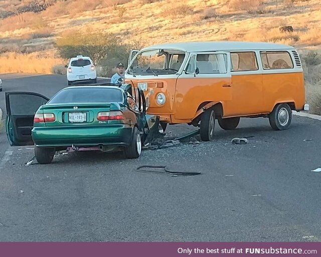 This car crash looks like it happened in the 80's