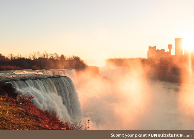 Took this pic of Niagara Falls at sunset
