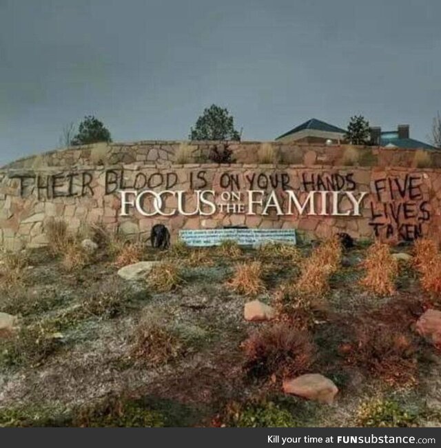 ANTI-LGBTQ group Focus on the Family's (based in Colorado Springs) sign on Thanksgiving