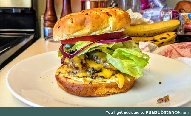 [OC] Home made double smash burger