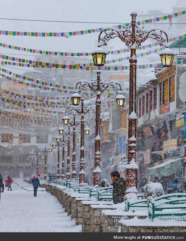 Snowfall in Leh (India)