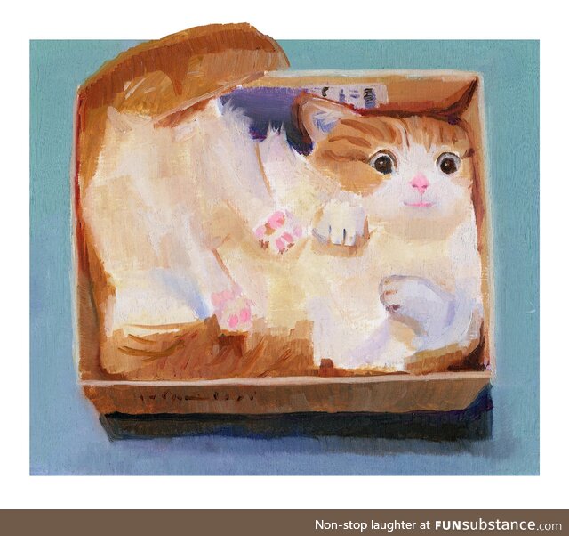 Cat in a Box (Oil paint)