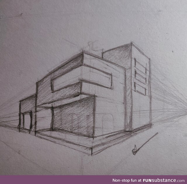 [OC] My first ever architectural sketch as an aspirant!
