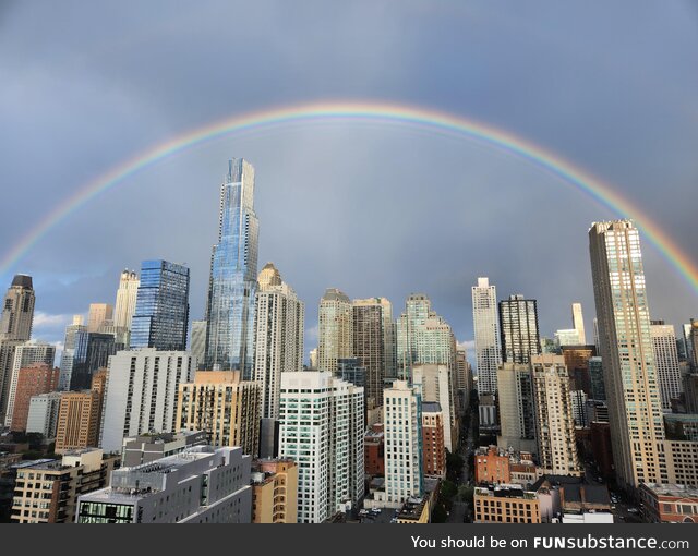 Beautiful rainbow in downtown Chicago