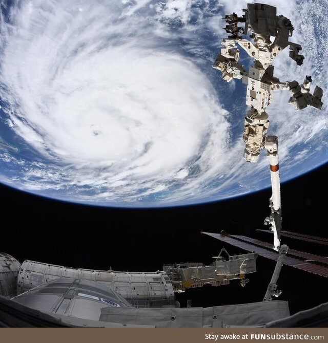 Hurricane Ida as seen from the ISS an hour ago