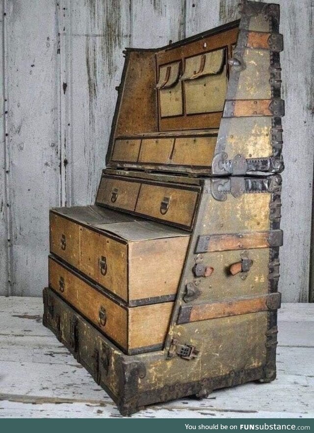 This steamer trunk from 1890 converts to a dresser so the traveller didn’t have to