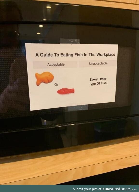 Only Gold and Swedish fish are acceptable in the workplace