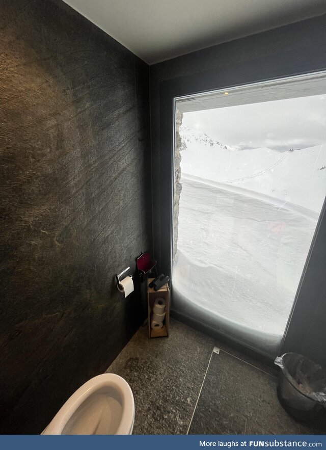 Best bathroom view, Swiss restaurant, binoculars provided