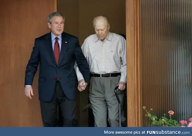 George Bush visiting Gerald Ford 8 months before his death (pic from April, 2006)