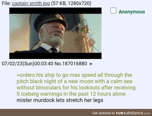 Titanic didn't happen but they deserved it