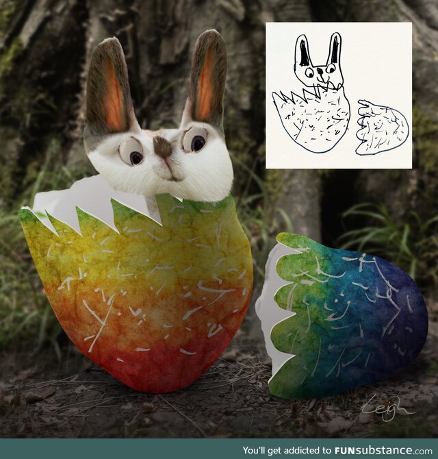 I photoshopped my daughter's drawing of a bunny
